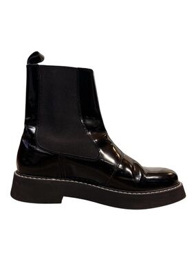 Pilcro Black Patent Chelsea‎ Boots Women's 39 Contrast Stitch Casual Classic